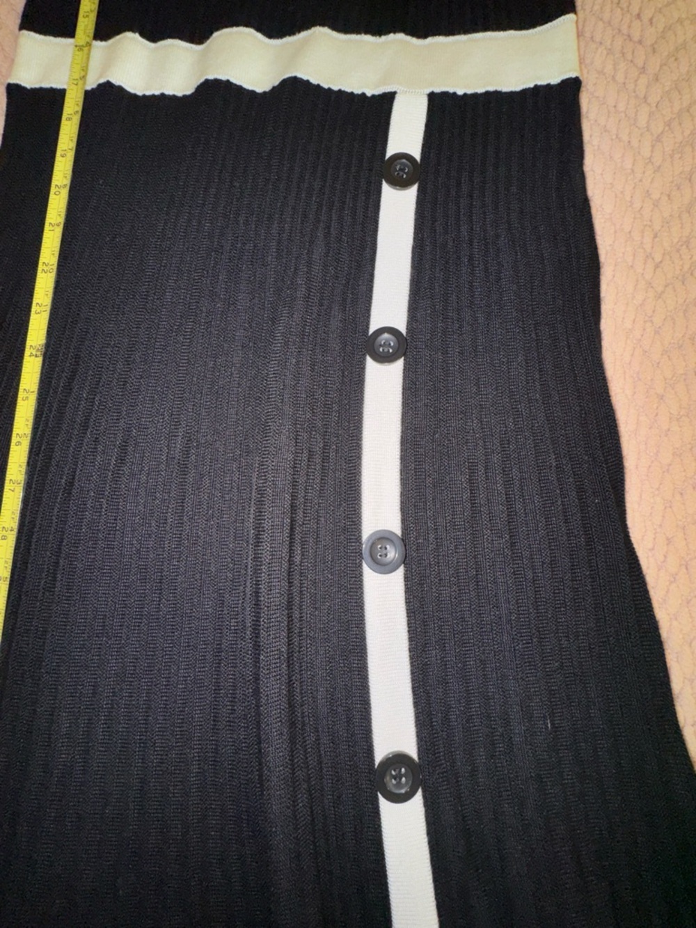 Sandra Darren Black White Sweater Dress A-Line Contrast Trim Button PL NWT - Picture 8 of 16
